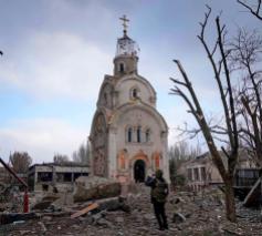 Een van de vernielde kerken in Oekraïne © Informatiesite van het Oekraïense Ministerie van Defensie