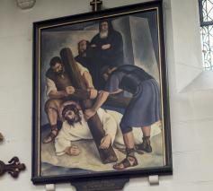 Statie uit de kruisweg van Jozef Colruyt in de kerk van Huizingen. © jh