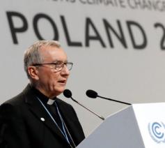 Staatssecretaris Parolin spreekt de klimaatconferentie toe © Vatican Media
