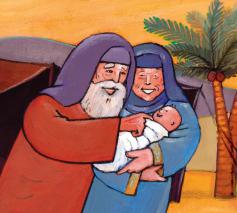 Abraham en Sara zijn heel blij met de geboorte van Isaak © Roel Ottow