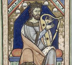 Westminster_Psalter_ David speelt harp. Wikimedia Commens © Westminster_Psalter_ David speelt harp. Wikimedia Commens
