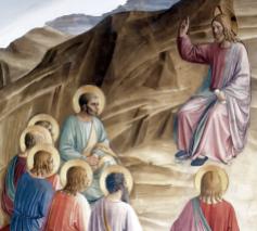 De bergrede,Fra Angelico,fresco (204 × 207 cm) — 1436 - 1443,Museum Museo di San Marco, Florence 