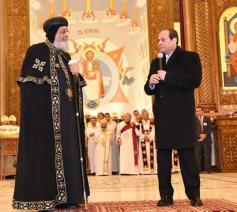 De koptisch-orthodoxe paus Tawadros II en president Abdul Fatah al-Sisi © popetawadros.org