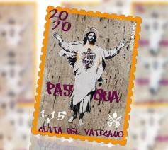 De Christusafbeelding van Barbow op de paaszegel © Poste Vaticane