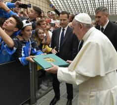 6.000 jonge voetballers hadden vandaag een ontmoeting met de paus © Vatican Media