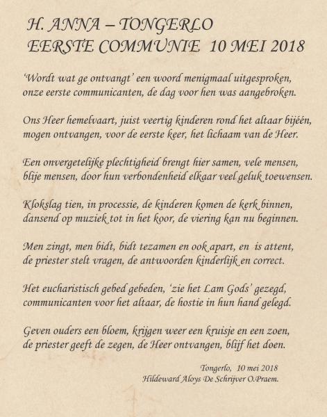 Eerste communie Tongerlo 2018 © HT