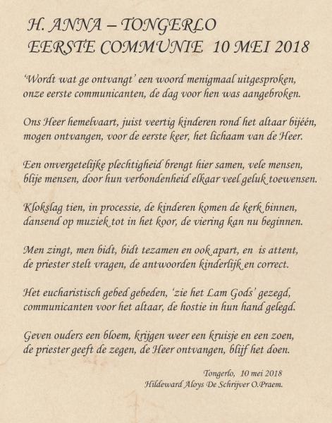 Eerste communie Tongerlo 2018 © HT