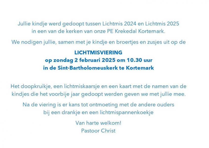 Lichtmis PE Krekedal Kortemark © Pastorale Eenheid O.L.V. Krekedal Kortemark