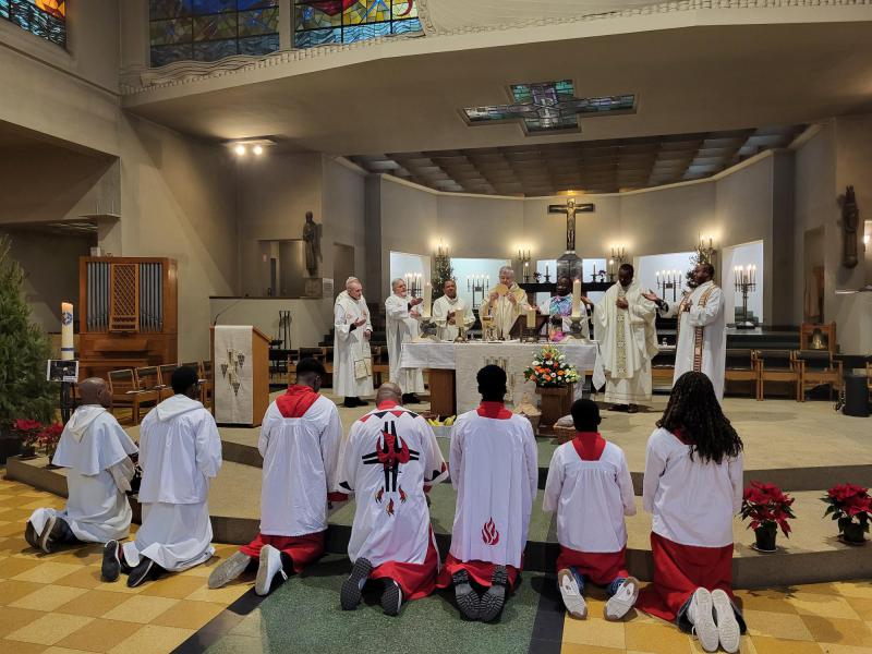 Samen met de priesters van de Afrikaanse gemeenschappen in het bisdom gaat de Bisschop voor in de eucharistie, Afrikazondag 2025 © Paul Renders