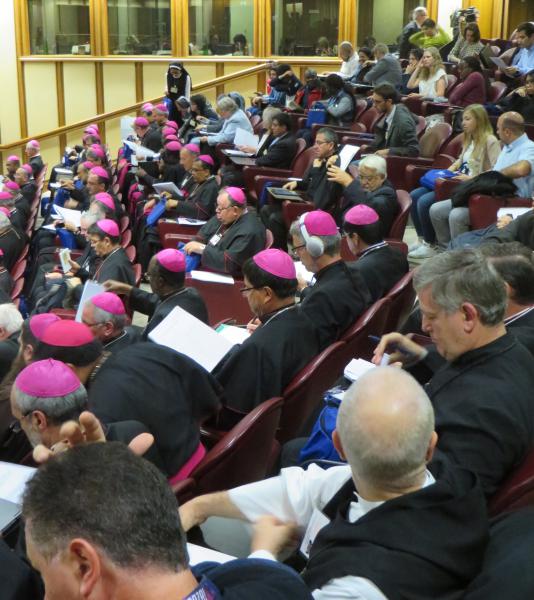 Op de laatste rij zaten de religieuzen en in de zijhoek bovenaan de jongeren. © evl