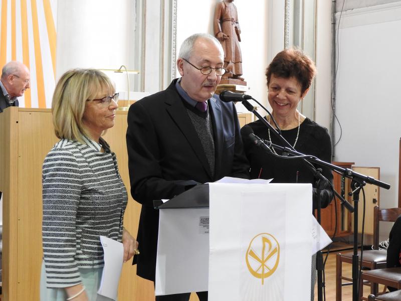 Marie-Monique, Alain en Betty, gast-lectoren 