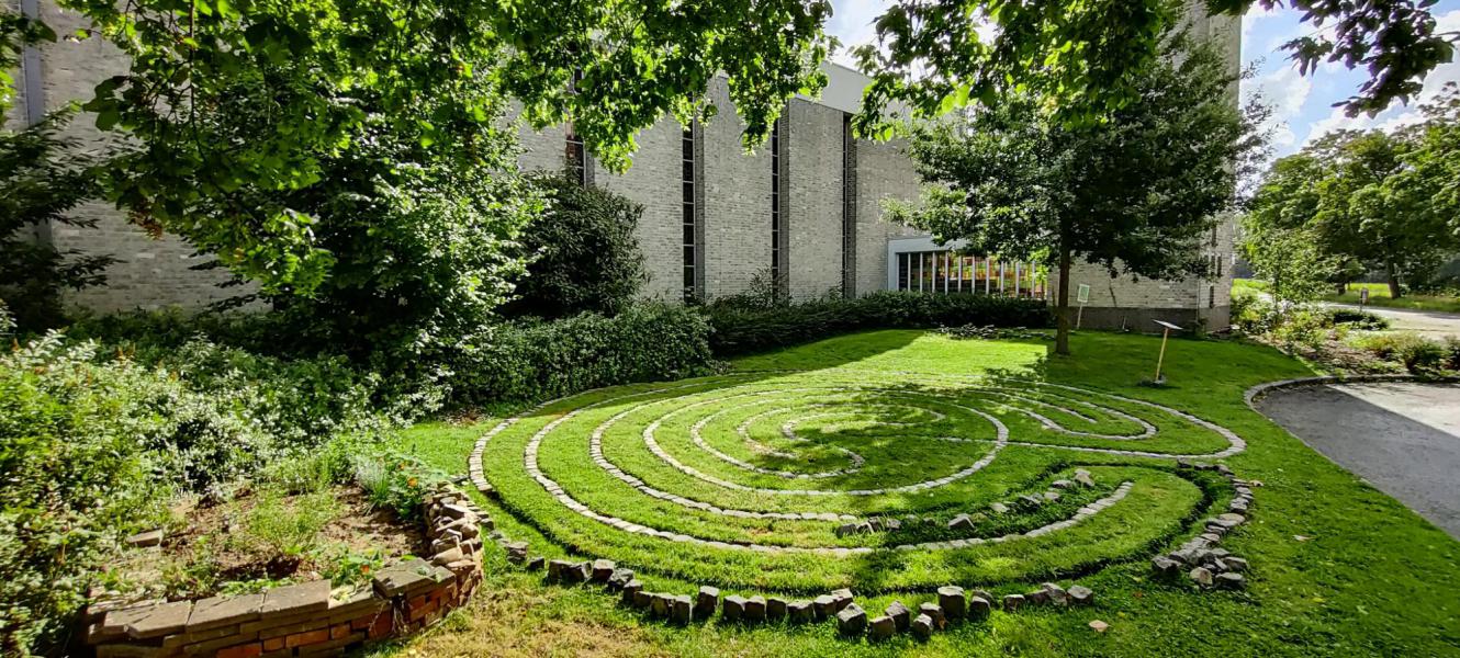 Rond het labyrint komt een kruidenmuur.  