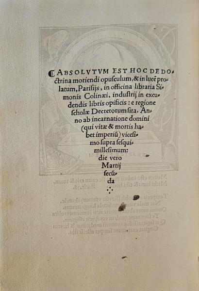 Conisch gedrukt colophon tweede boek © Bibliotheek Grootseminarie