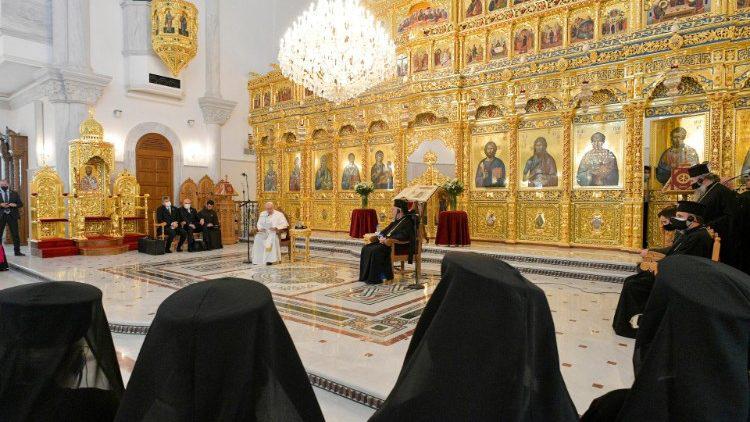 De toespraak van de paus voor de Heilige Synode in de orthodoxe kathedraal in Nicosia © VaticanNews