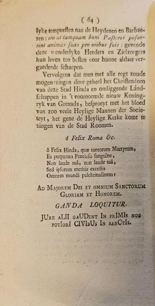 Chronogram van het jaar van schrijven 1782 © Bibliotheek Grootseminarie