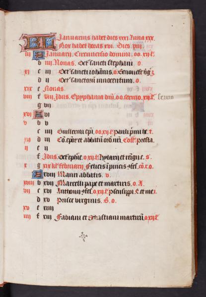 Duinenkruisje onderaan de eerste pagina van het eerste volume van het brevier. (AGSB, Ms. 59/67, vw2) © stad Brugge