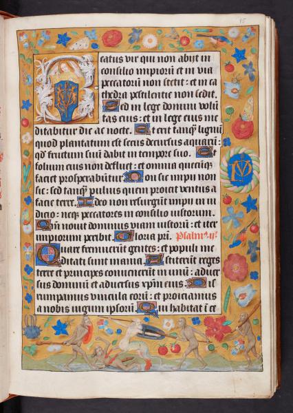 Prachtig verluchte pagina uit het eerste volume van het brevier van Petrus Vaillant. (AGSB, Ms. 59/67, fol. 15r) © stad Brugge
