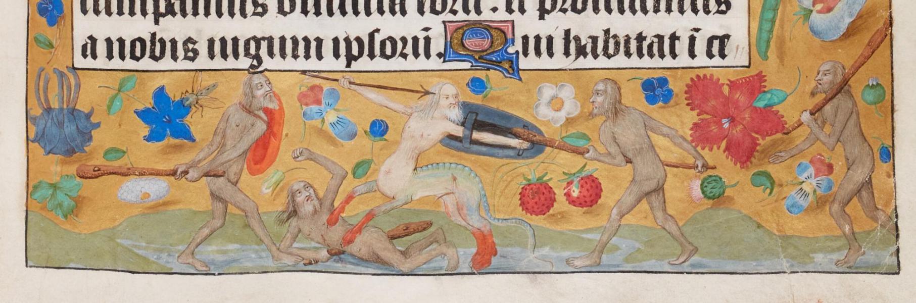 Fantasierijke randverluchting in het eerste volume van het brevier. (AGSB, Ms. 59/67, fol. 15r) © stad Brugge