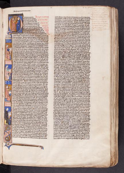 Volledige pagina met de artsen en de bisschop-kerkvader. (AGSB, Ms. 93/61, fol. 19r) © stad Brugge