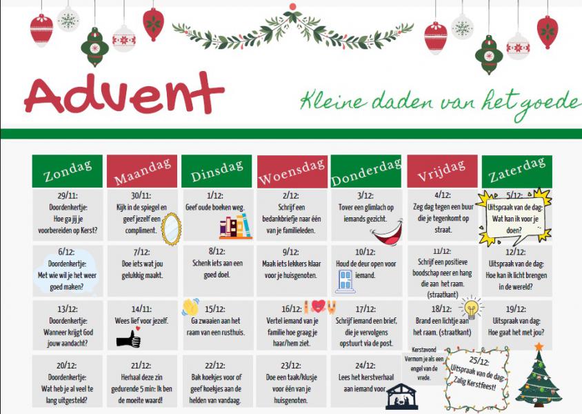 Adventskalender - opdrachten © Mieken Van Boxtael