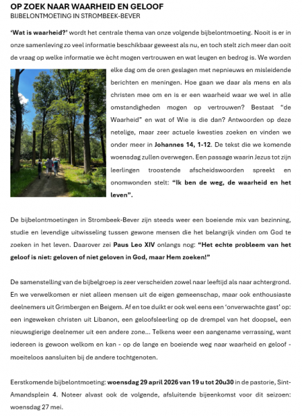 Bijbelontmoeting april 2026 