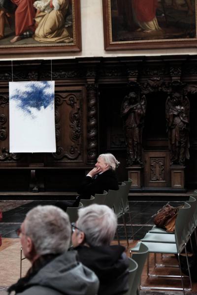 Eén van de schilderijen over vrede van Els Vos © Pastorale zone Leuven aan de Dijle