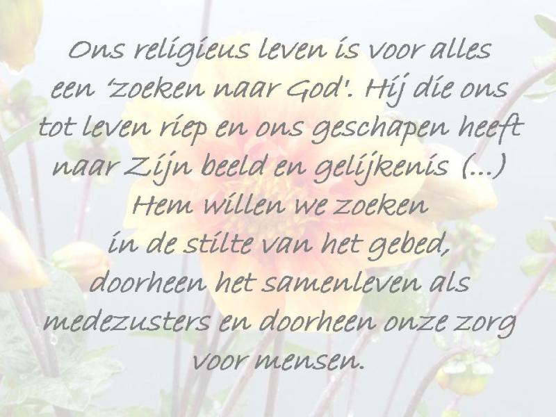 Kapittelteksten als neerslag van een lange weg van reflectie en overleg © zrs bernardinnen