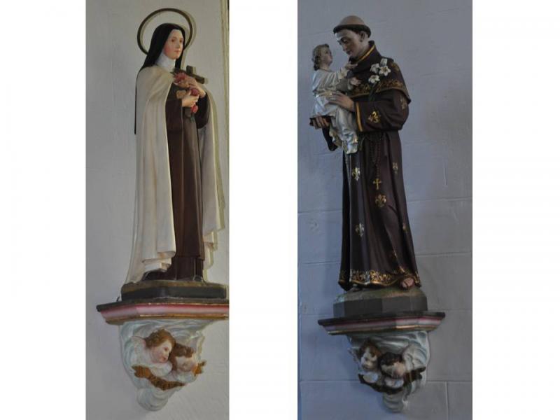 Beelden van Sint-Theresia en  Sint-Antonius.