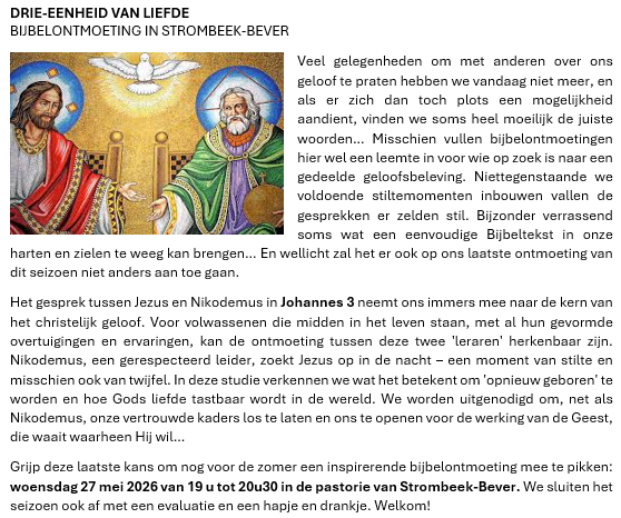 Drie-eenheid van Liefde (27 mei 2026) 