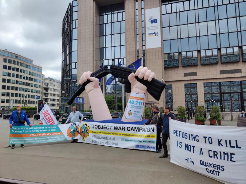 Vanmorgen werd ook actie gevoerd bij de Europese Raad © Pax Christi Vlaanderen