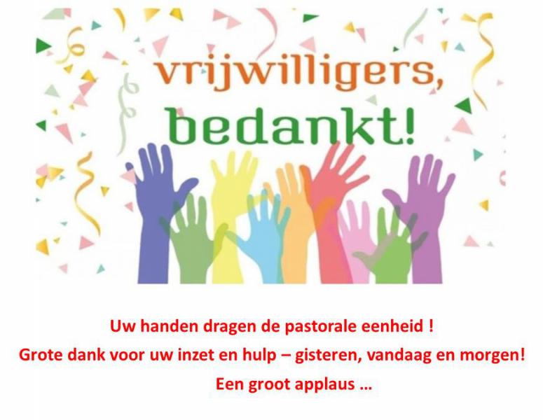 Bedankt aan alle vrijwilligers 