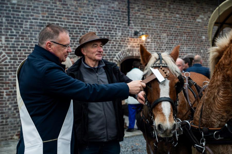Paardenzegening voor Sint-Elooisvierders van Sint-Jan Wingene 