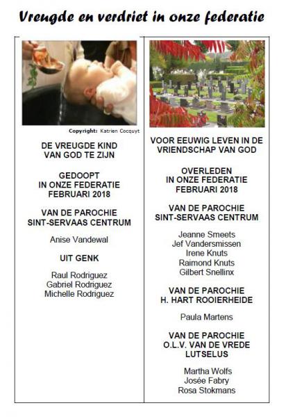 Vreugde en verdriet in onze federatie 2018 