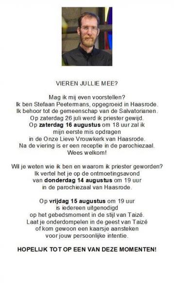 Uitnodiging priester Stefaan © Stefaan Peetermans
