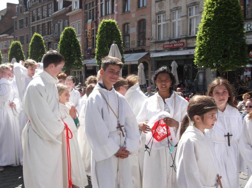 Onze misdienaars op de Vlaamse Misdienaarsdag in Leuven 2015 © Marina Welvaert