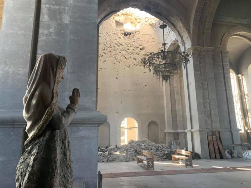De gebombardeerde Armeens-apostolische kathedraal van Sjoesji  © Georges Dallemagne Facebook
