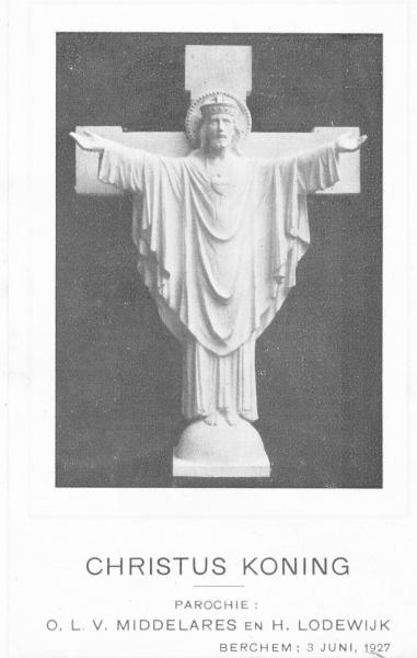 bidprentje met beeld van Heilig Hart-Christus Koning van Bruno Gerrits © parochie OLV MIddelares