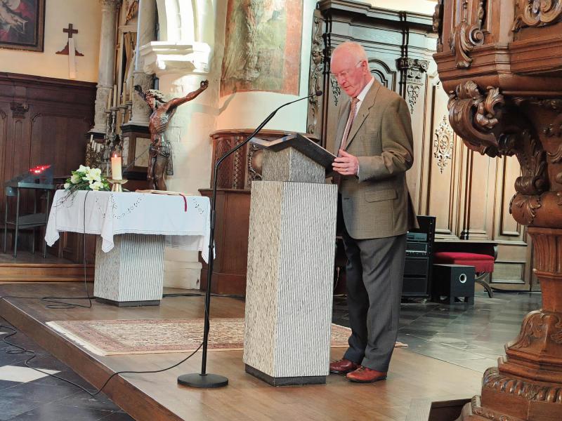 Woordje van de voorzitter van de kerkfabriek Paul Vanden Branden. © Mariette Dhondt