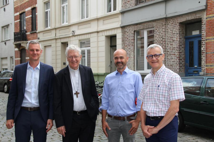 Philip Machiels, Mgr Van Looy, Bert Van den Broele en Alexis Versele © Bisdom Gent, foto: Ellen Eeckhout