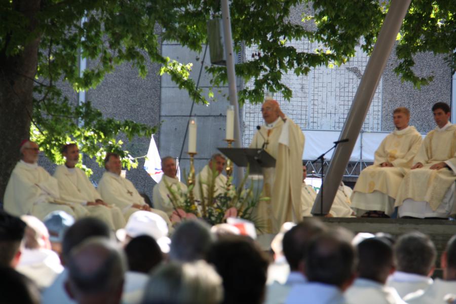 Voorganger Mgr. Barbarin, bisschop van Lyon. Mgr. Kockerols was concelebrant. .