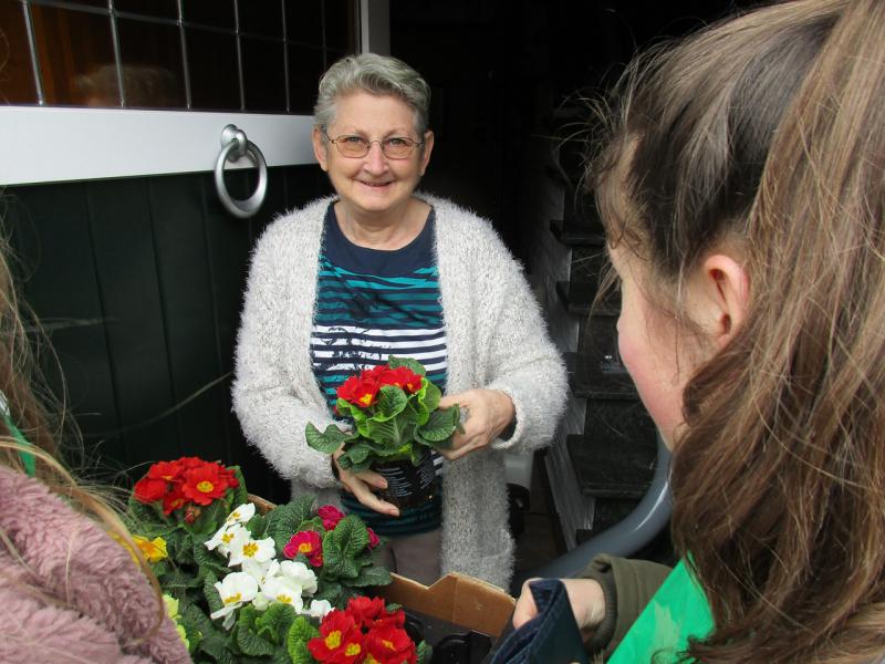 Bloemenverkoop door  vormelingen Rooierheide 