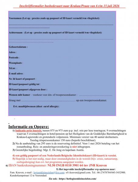 Inschrijfformulier busbedevaart © Chris De Groote