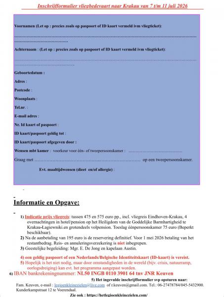 Inschrijfformulier vliegbedevaart © Chris De Groote