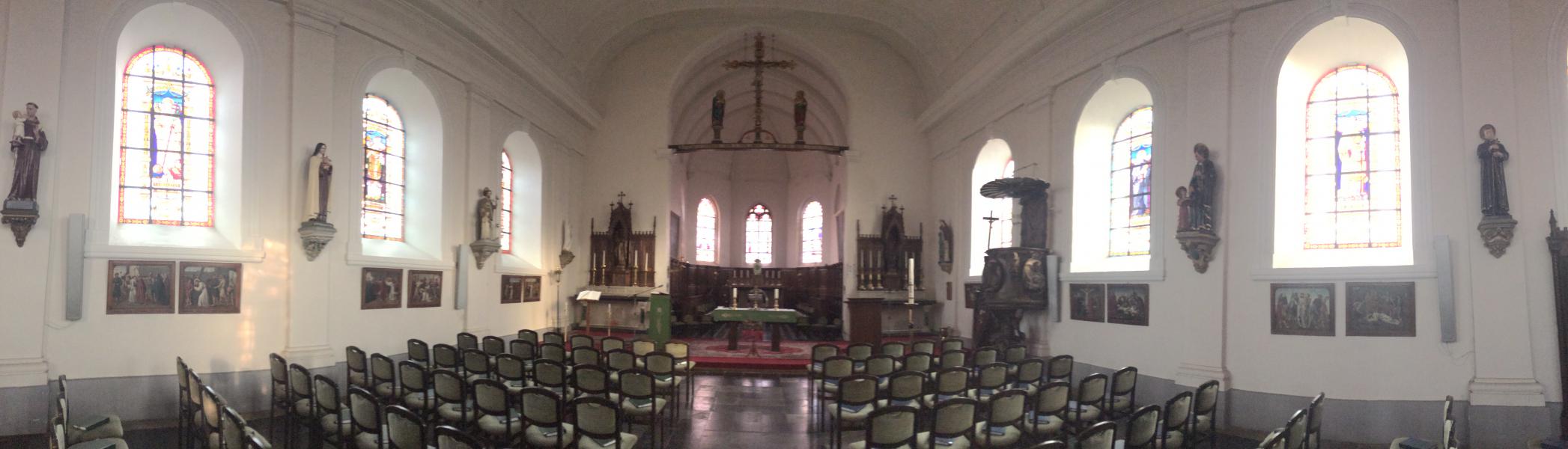 Panorama aan binnenzijde van de kerk 