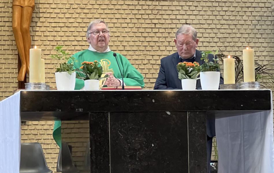 Marcel De pauw ging de eerste keer voor in de Pius X-kerk tijdens de zondagsviering van 26 januari 2025 © Dirk Bellens