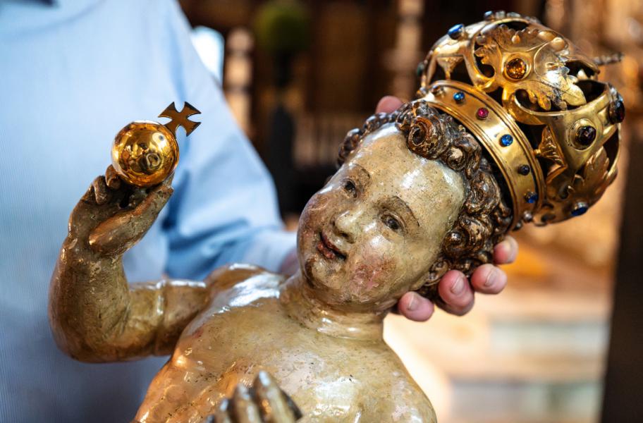 Kind Jezus, detail van het genadebeeld van Maria in de Antwerpse Onze-Lieve-Vrouwekathedraal © Jonathan Ramael