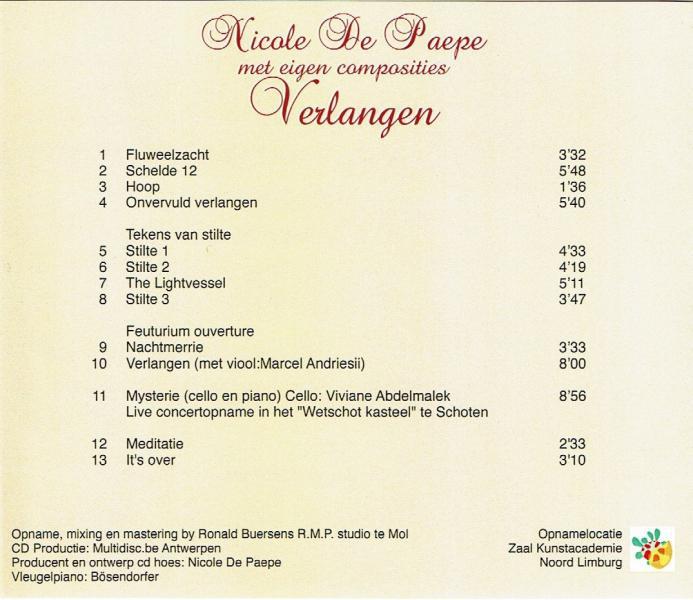 inhoudsopgave cd Verlangen 