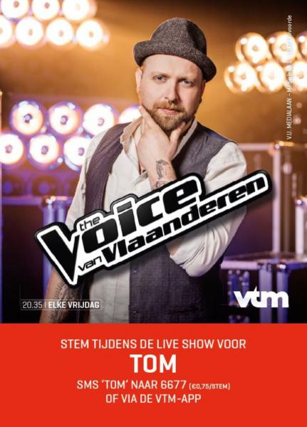 Tom als deelnemer aan de Voice van Vlaanderen 