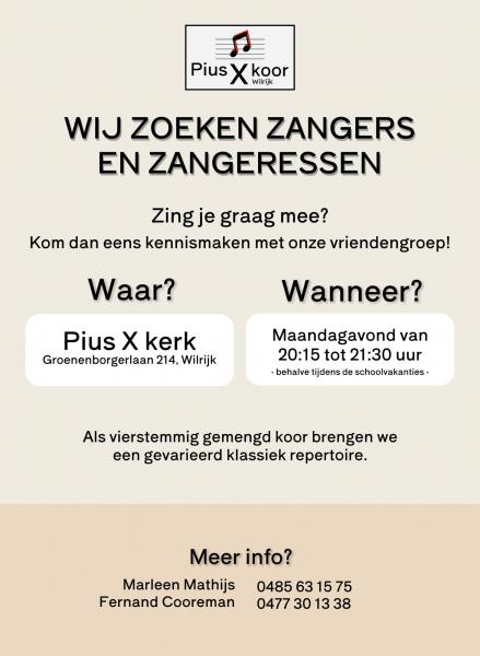 Kom jij mee ons koor versterken? 