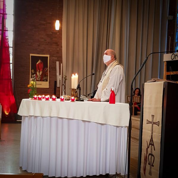 Marcel Verhelst tijdens de Paascommunies op Ten Bos (Erembodegem 2021) 